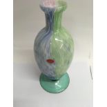 A Murano Green and blue glass vase 33 cm - NO RESE