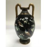 A 19th Century black porcelain vase with handpaint