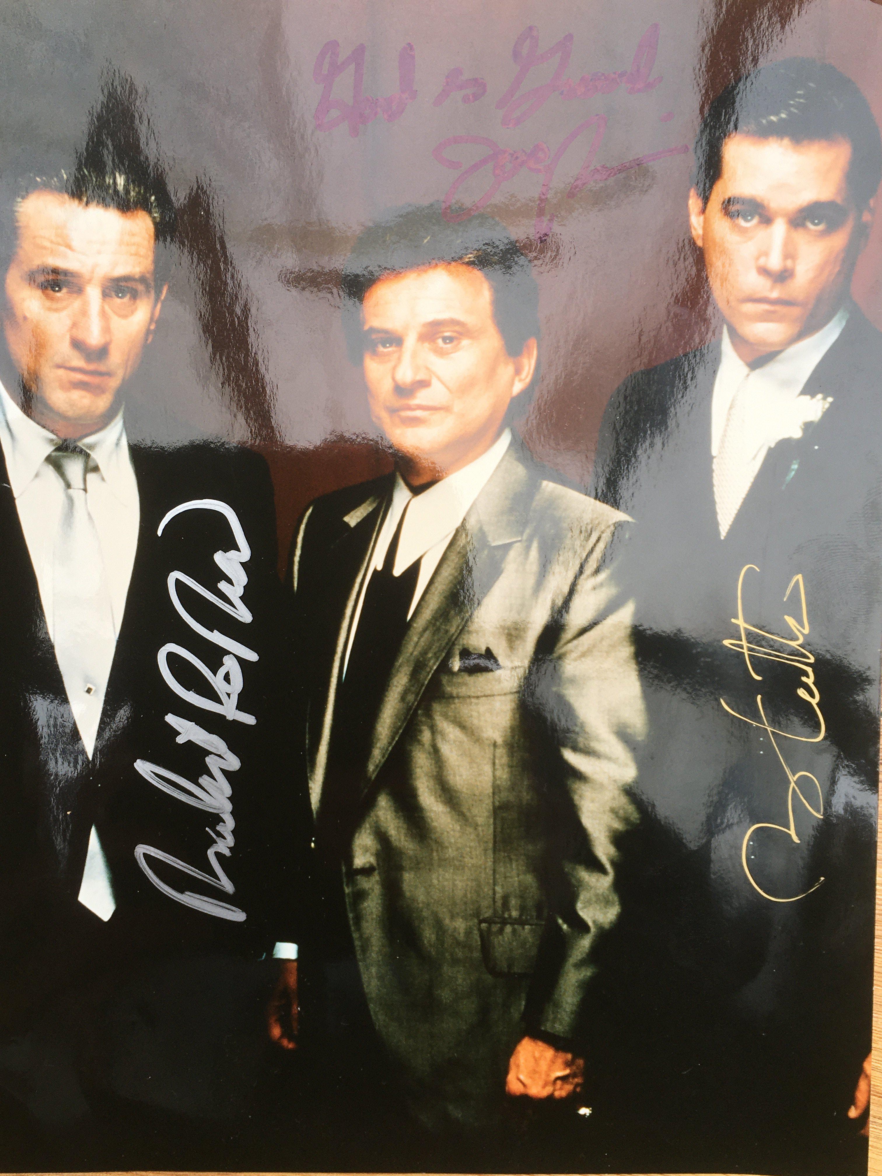 A signed photographic print of the three main characters from 'Goodfellas', signed by Robert De