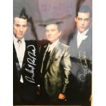 A signed photographic print of the three main characters from 'Goodfellas', signed by Robert De