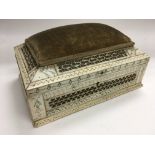 An ivory sewing box, approx 23cm x 16cm x 11cm.