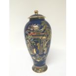 A large Carlton Ware porcelain vase and cover deco