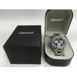 A boxed Ingersoll gents watch set with black diamo