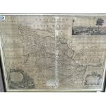 An 18th century framed map of West Riding of York