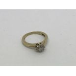 A 9ct gold ring set with diamond cluster approx 0.