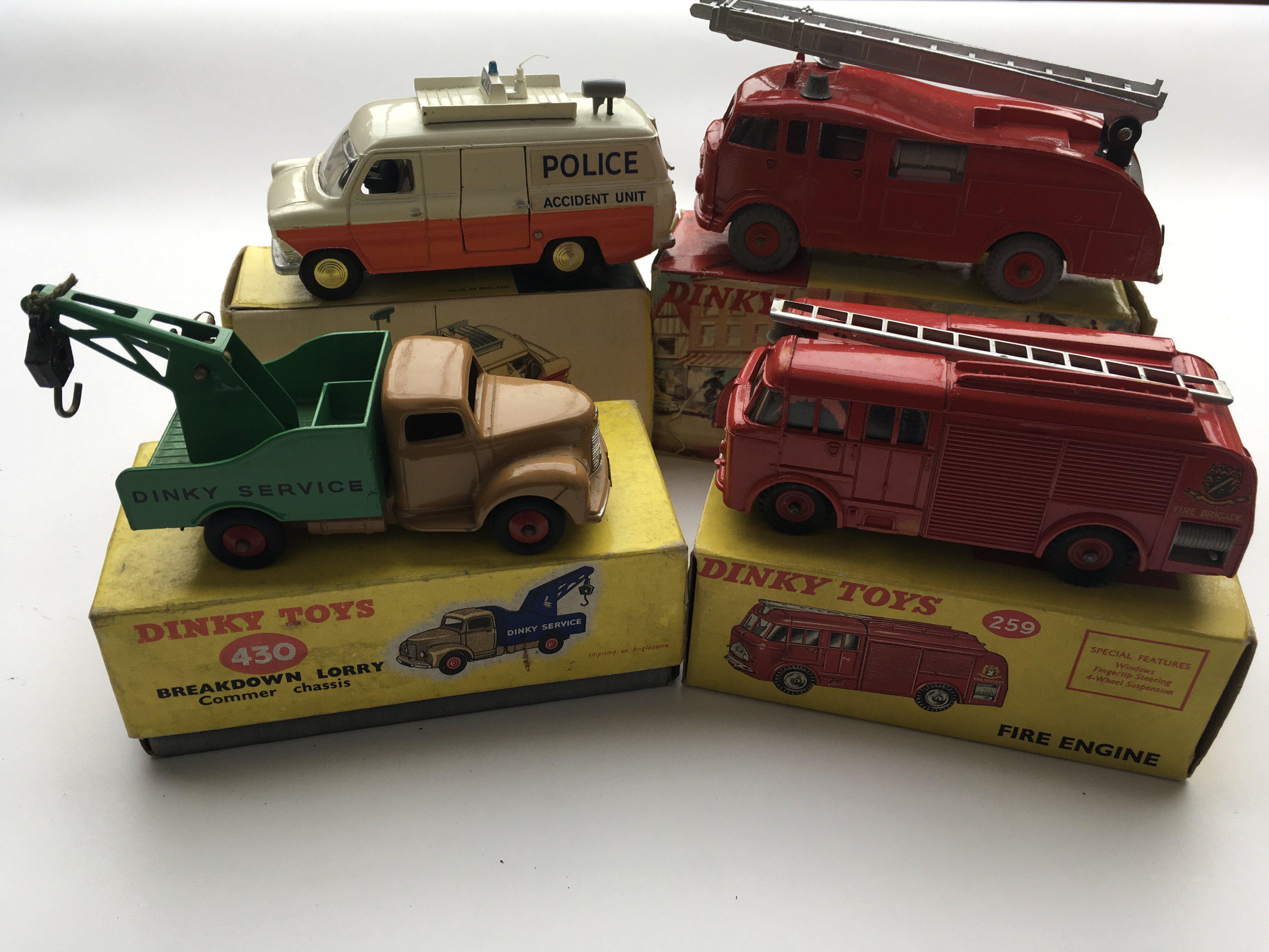 4 Boxed Dinky vehicles, #955 Fire Engine with exte