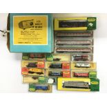 A collection of Hornby Minitrix N gauge trains and rolling stock.