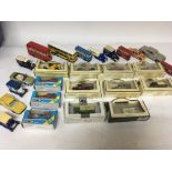 A box containing a collection of boxed and loose Diecast vehicles including Matchbox, Lledo etc - NO