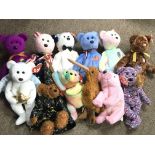 A bag containing a collection of twelve TY Beanie Babies - NO RESERVE