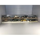 Eight Solido models cars in cases. Two Cord L29s,