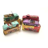 4 Dinky cars #340 a Land-Rover, 440 a Tanker "Mobi