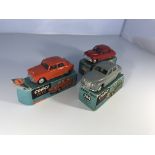 A selection of Corgi Toys model cars. An Austin Cambridge saloon #201M, a Vauxhall Velox saloon #203