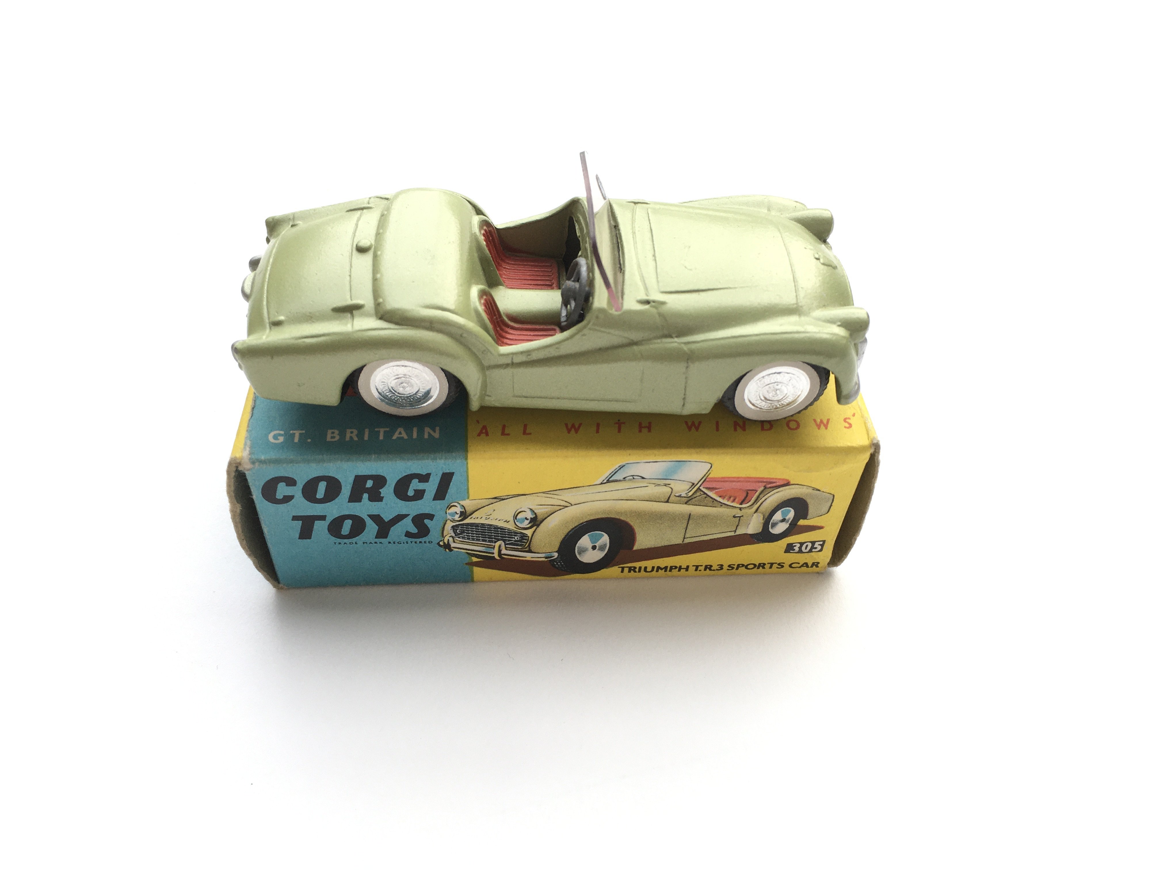 4 boxed Corgi cars, #305 a Triumph T.R.3, #224 a B - Image 3 of 5