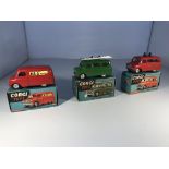 A selection of Corgi Toys model vans. A Bedford 12