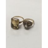 A 9 ct gold cocktail ring size S and one other 9 c