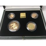 A gold proof 2001 sovereign set (4) comprising £5