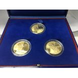 A cased set of 3 Monnaie De Paris gold (17 grams e