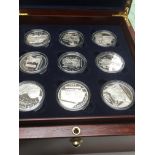 A cased set of 18 British railways £5 silver proof