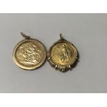 A half 2000 gold sovereign On mounted pendant toge