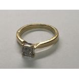 An 18carat gold ring set with a diamond. Ring Size M-N