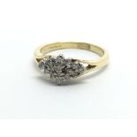 An 18ct gold sixteen stone diamond ring, approx.25ct, approx 3.7g and approx size N.