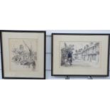 Frank Patterson (British 1871-1952): Two pen and ink drawings 'Maidstone' and 'Chilham, Kent',