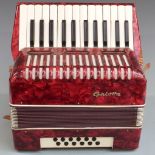 Galotta 12 bass piano accordion in red pearloid finish, with hard carry case