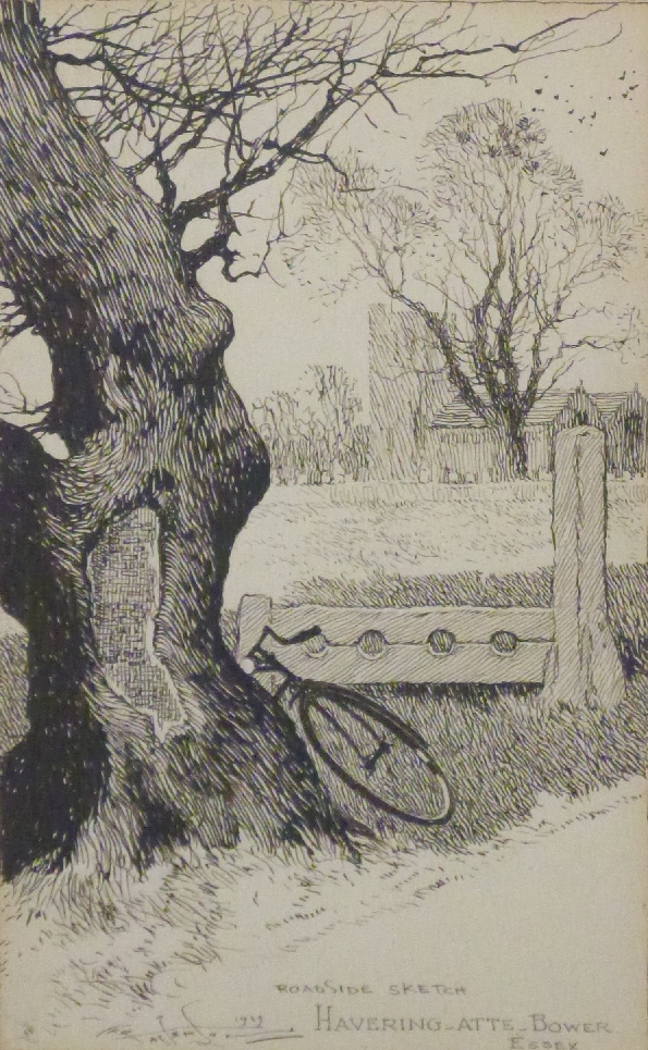 Frank Paterson (British 1871-1952): Two cycling related pen and ink drawings ' Pembridge, - Image 3 of 5