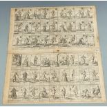 18thC Pasquins Windkaart op de Windnegotie, 54 playing cards on two uncut sheets, relating to