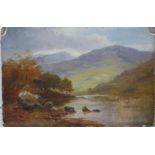 George Willis Pryce (1866-1949): Oil on board, Highland loch landscape, signed lower left, 15 x 23cm