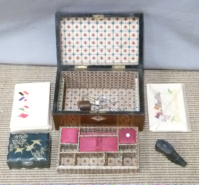 An inlaid box, Japanese box and snuff boxes - Image 2 of 2