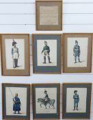Set of six early 19thC hand coloured prints after Orme 'The costume of the Russian Army, from a