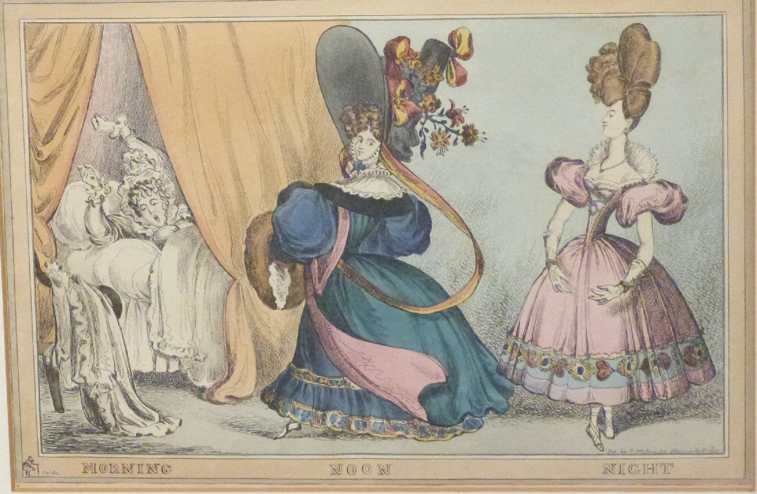 William Heath (1795-1840): Four framed 19thC hand-coloured satirical etchings. Subjects include ' - Image 3 of 5