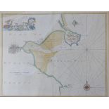 Capt. Grenville Collins (1643-1694) hand coloured map or shipping chart of Dublin Bay, 46cm x 56cm
