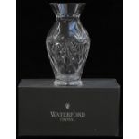 Waterford Crystal cut glass vase in original box, 31cm tall