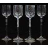 A set of six Rosenthal Studio-Line liqueur or sherry glasses with bobbled stems, 21cm tall