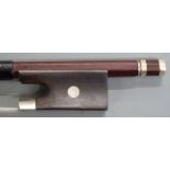 JTL violin bow with certificate by Pierre Guillaume, the bow stamped N Laury à Paris, with three