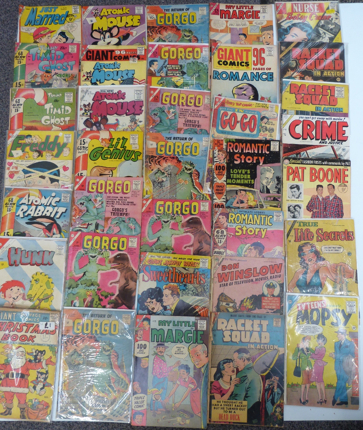 Thirty-six Charlton/ CDC children's, crime and adult comics comprising ...
