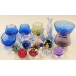 Nineteen Caithness glass paperweights, vases, atomiser etc, largest 18.5cm tall