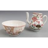 A 19thC Chinese famille rose wine jug (8.5cm tall) and tea bowl