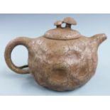 Chinese Yixing teapot with textured decoration, 10.5cm tall