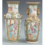 Two 19thC Chinese famille rose vases decorated with court scenes, H26cm