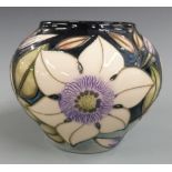 Moorcroft bulbous vase decorated with white passion flowers, H11, diameter 13cm, with box