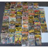 Sixty Atlas comics including Two Gun Western, The Outlaw Kid, Police Action, Phoenix, Battle Action,