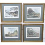 Four 19thC coloured engravings Spring, Summer, Autumn and Winter after J. Dearman, each 24 x 28cm