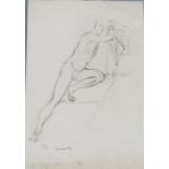 Dennis William Dring (1904-1990): Pencil sketch of lounging male, signed to lower edge, 38 x 27cm