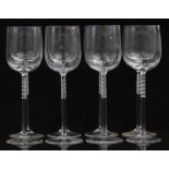 A set of eight Rosenthal Studio-Line white wine or water glasses with bobbled stems, 23cm tall