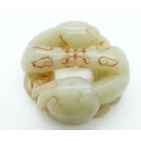 Chinese jade carving depicting two phoenix, 5.5cm