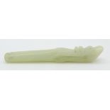 A 19thC Chinese jade pipe/ cigarette holder, 7.8cm long