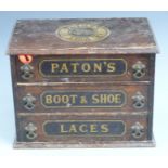 Shopfitting/ haberdashery advertising chest of three drawers with Dales' Gold Medal Dubbin and